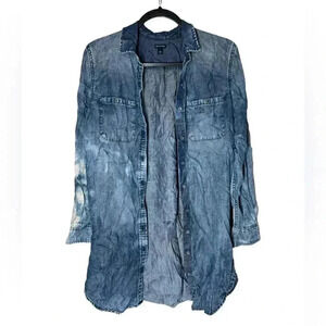 True Religion Distressed/Bleached Jean Button Down S
